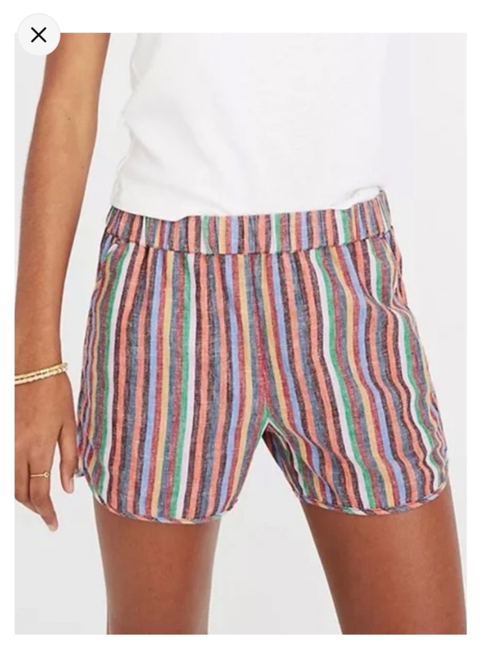 Madewell Multicolor Striped Elastic-Waist Shorts
